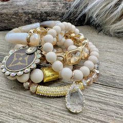 Vanilla Vogue LV Luxe Designer Charm Bracelet Stack