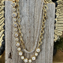 Allura Golden Crystal Toggle Necklace