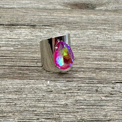 Pinkie Crystal Teardrop Cuff Ring