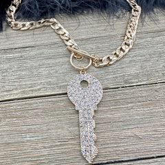 Luxe Key Sparkler Crystal Chunky Chain Necklace Set