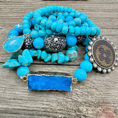 Blue Lagoon Luxe Designer Charm Bracelet Stack