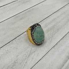 Minty Natural Stone Cuff Ring