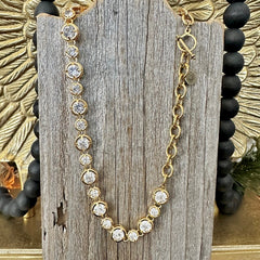 Allura Golden Crystal Toggle Necklace