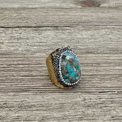 Natural Turquoise Stone Cuff Ring