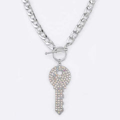 Crystal Key Pendant Necklace Set