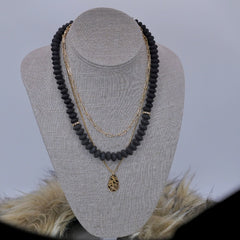 Black Lava Layered  Necklace