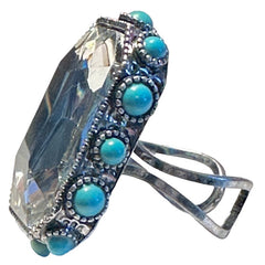 High Glass Clear Crystal Cuff Ring