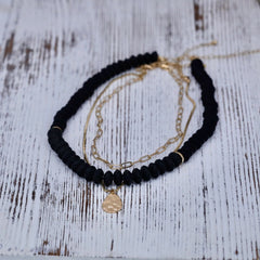 Black Lava Layered  Necklace