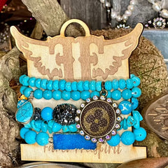 Blue Lagoon Luxe Designer Charm Bracelet Stack