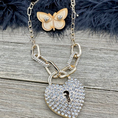 My Big Heart Crystal Locket Pendant Necklace Set