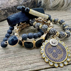 Midnight Panther Luxe Designer Charm Bracelet Stack