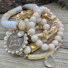 Vanilla Vogue LV Luxe Designer Charm Bracelet Stack