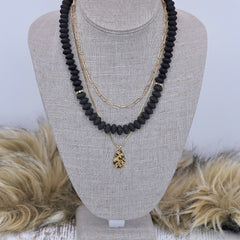 Black Lava Layered  Necklace