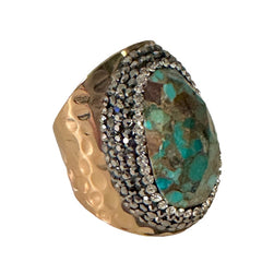 Natural Turquoise Stone Cuff Ring