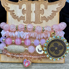 Pink Ice Luxe Designer Bracelet Stack