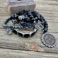 Noir Peace Parade Luxe Designer Bracelet Stack