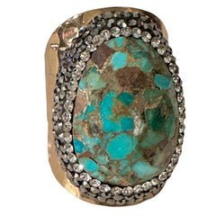 Natural Turquoise Stone Cuff Ring