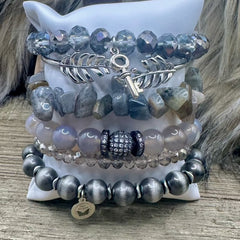 Urban Gray Glam Charm Bracelet Stack