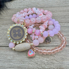 Pink Ice Luxe Designer Bracelet Stack