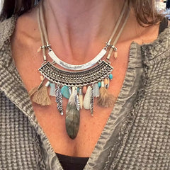 Boho Feather Dreams Statement Necklace