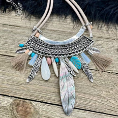 Boho Feather Dreams Statement Necklace