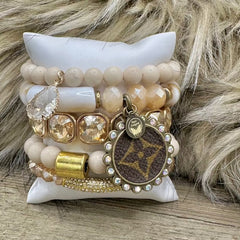 Vanilla Vogue LV Luxe Designer Charm Bracelet Stack